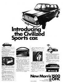 First Advertisement for the Morris 1500 - June 1969