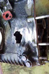 Hole in gearbox casing