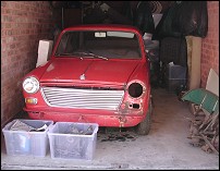 Morris 1100 in garage